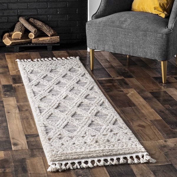 Nuloom Ansley Moroccan Lattice Tassel Area Rug 2ft x 6ft KKLR12B-206 - main